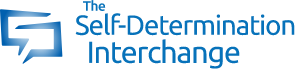 Blue logo with a text box and text that says "The Self-Determination Interchange"